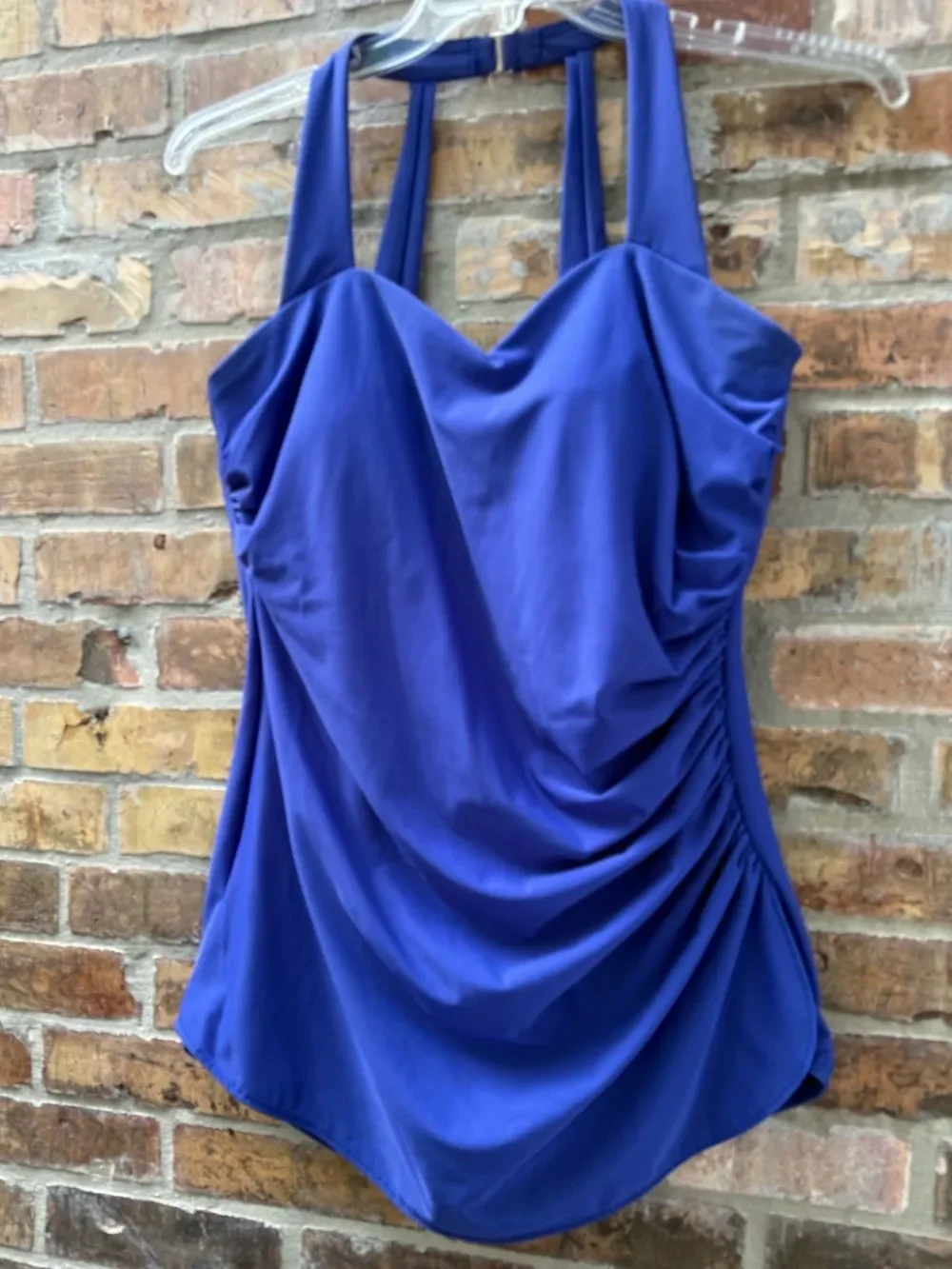 Lands' End Ruched Multi-Way V-Neck Halter One-Piece Swimsuit size 18